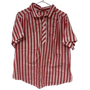 Vintage Pink & White Striped Top, Medium 🍑🤍